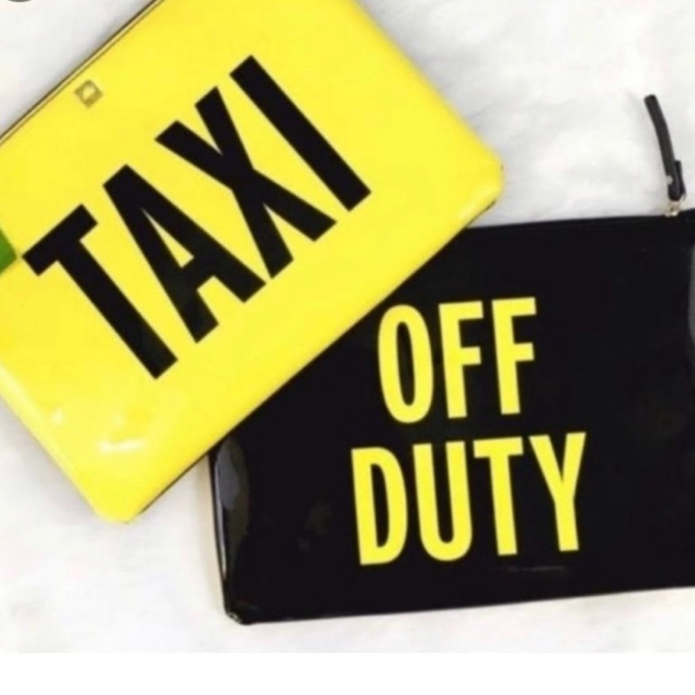 Kate Spade Taxi Clutch ♠️ Black and Yellow Patent Color Block Design
